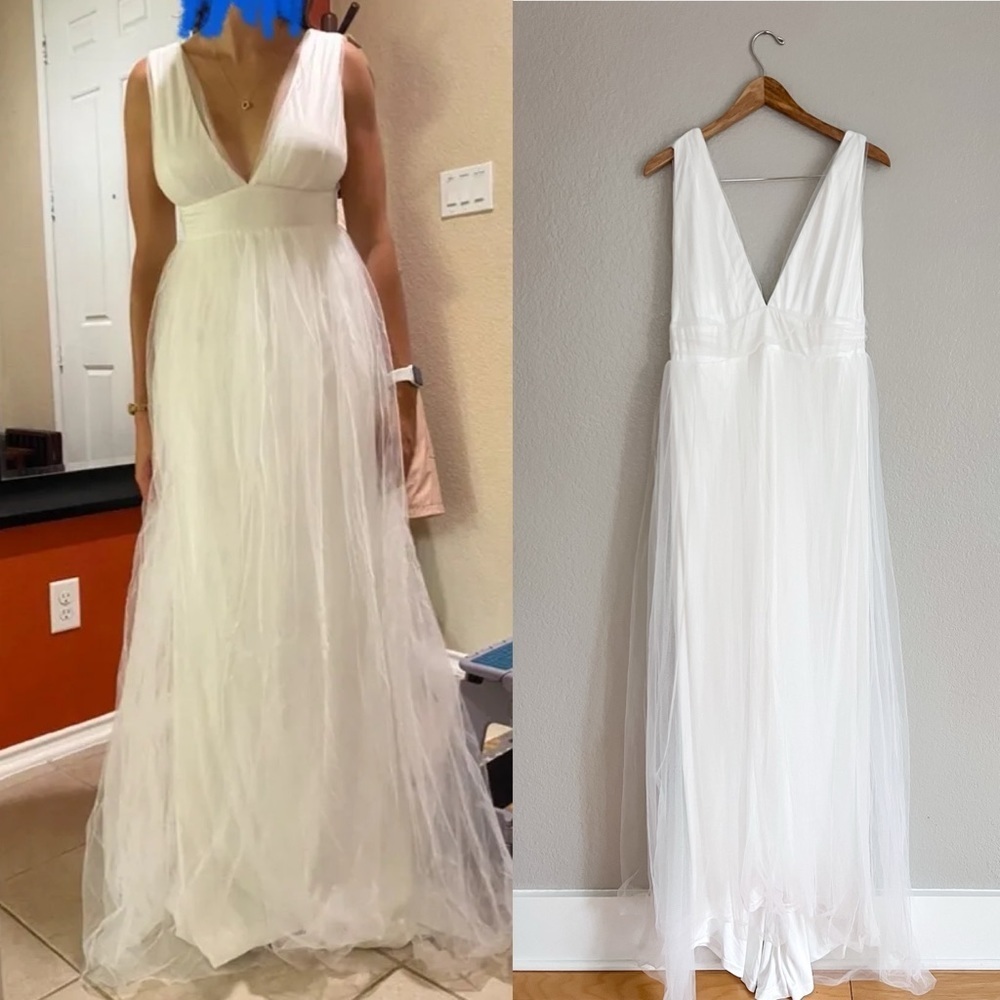 NWT Heavenly Hues White Tulle Sleeveless Maxi Dress